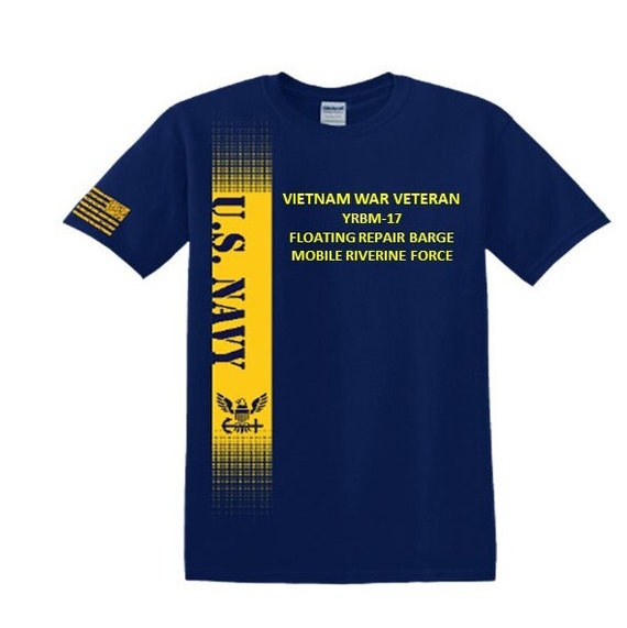 USS YRBM-17 Floating Repair Barge Vietnam War Veteran*Mobile Riverine Force*Navy Verticle-Vinyl & Silk Screen*Officially Navy Licensed Shirt