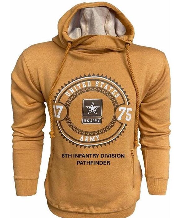 8TH Infantry Division* Pathfinder * U.S. Army Vintage Premium Camel Hoodie. Army Officially Licensed