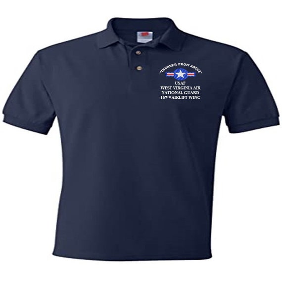 167th Airlift Wing West Virginia Air National Guard Air Force "Thunder From Above" Embroidered Lightweight Polo Shirt