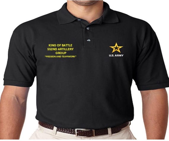 552nd Artillery Group *King of Battle* Mission And Teamwork *Embroidered polo shirt* Army Officially Licensed