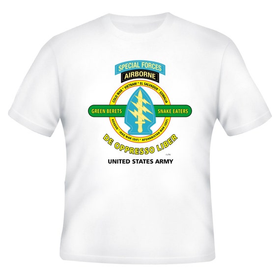 Special Forces Airborne-De Oppresso Liber-United States Army  White Shirt