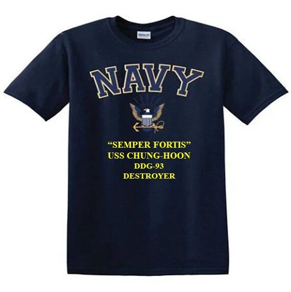 USS Chung-Hoon DDG-93 Destroyer"Semper Fortis" Navy Logo Vinyl Shirt (Navy Officially Licensed)