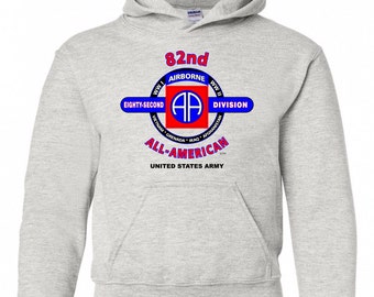 82nd Airborne Division « All American » Sweatshirt à capuche Battle & Campaign avec poches.