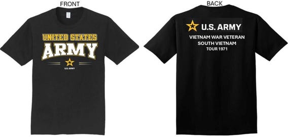 ARMY*Tour 1971* Vietnam War Veteran* South Vietnam. 2-Sided T-Shirt. US ARMY Officially Licensed.
