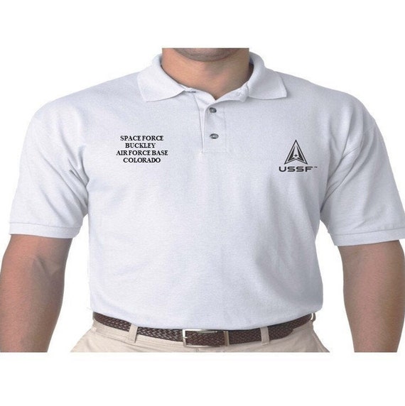 SPACE FORCE USSF Buckley Air Force Base Colorado Logo Embroidered Polo Shirt