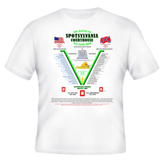 American-U.S. Civil War Spotsylvania Courthouse, Virginia Order Of Battle Union and Confederate White Shirt