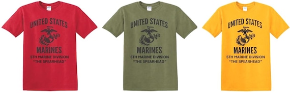 5TH Marine Division* The Spearhead *Marine Corps Eagle, Globe & Anchor Shirt. USMC Officially Licensed.