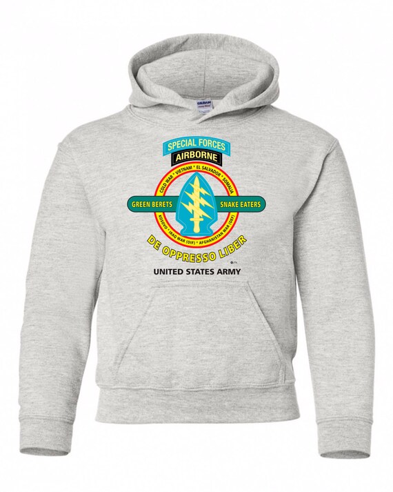 Special Forces Airborne " De Oppresso Liber "Battle & Campaign Hoodie Sweatshirt w/Pockets.