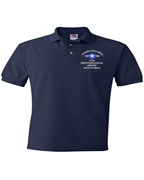 SEEB International Airport Muscat-Oman  USAF "Thunder From Above" Embroidered Lightweight Polo Shirt