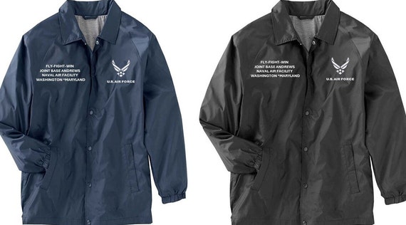Joint Base Andrews-Naval Air Facility Washington*Maryland* Coaches Jacket *Embroidered Right & Left Chest. USAF Officially Licensed