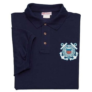 COAST GUARD Polo Shirt Left Chest&quot; -Embroidered BLUE  Polo-Golf Shirt