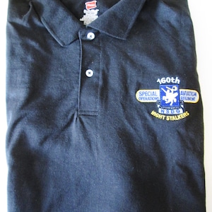 160th SOAR Special Operations Aviation Regiment&quot; Night Stalker&quot; Embroidered Light Weight Black Polo Shirt