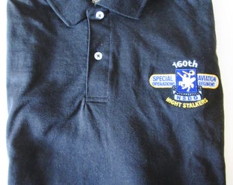 160th SOAR Special Operations Aviation Regiment&quot; Night Stalker&quot; Embroidered Light Weight Black Polo Shirt