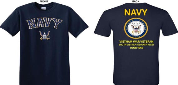 NAVY*Tour 1968* Vietnam War Veteran* South Vietnam-Navy Seventh Fleet. 2-Sided T-Shirt. US NAVY Officially Licensed.