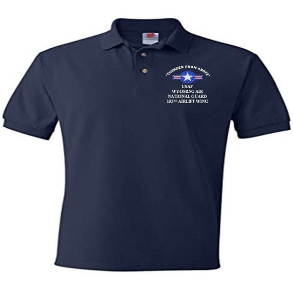 153rd Airlift Wing Wyoming Air National Guard Air Force "Thunder From Above" Embroidered Lightweight Polo Shirt