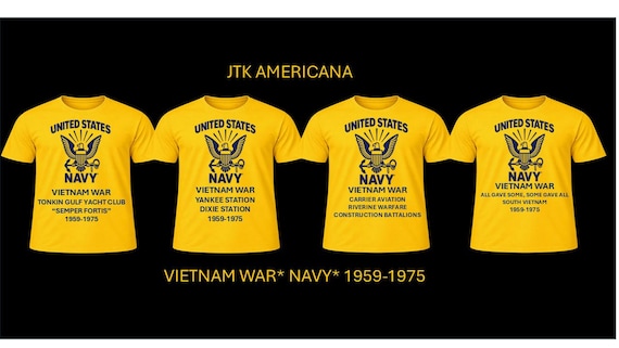 Vietnam War * U.S. Navy 1959-1975 * 4 Pack of Shirts. NAVY Officially Licensed