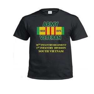 28th Infantry Regiment / 1st Infantry Division &quot; South Vietnam &quot; Vietnam Veteran Ribbon Vinyl / Silkscreen Shirt or Sweatshirts
