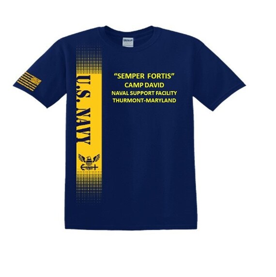 Camp David Naval Support FacilityThurmont-Maryland. Semper Fortis*Navy Verticle-Vinyl & Silk Screen.*Officially Navy Licensed Shirt