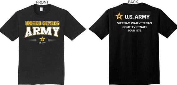 ARMY*Tour 1973* Vietnam War Veteran* South Vietnam. 2-Sided T-Shirt. US ARMY Officially Licensed.