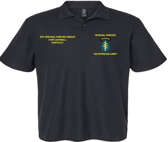 Special Forces Airborne*5th Special Forces Group*Fort Campbell-Kentucky*Embroidered Left-Right Polo Shirt.