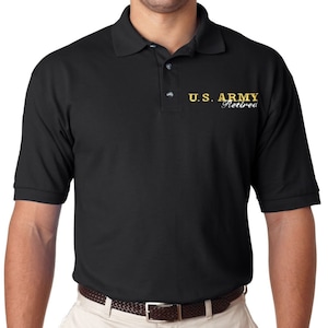 ARMY RETIRED Polo Shirt Left Chest" -Embroidered BLACK  Polo-Golf Shirt