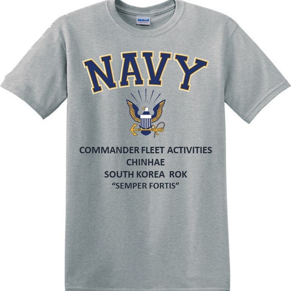 Commander Fleet Activities Chinhae*South Korea* Navy Eagle *T-Shirt. Vinyl & Digital Print. Officially Licensed Navy