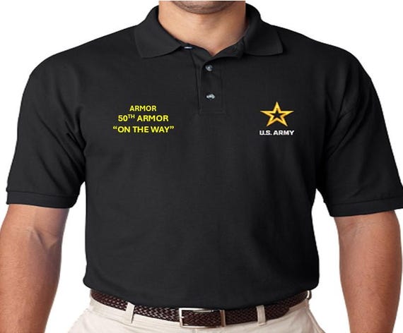 50th Armor* On The Way * Armor *Embroidered polo shirt* Army Officially Licensed