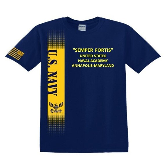 United States Naval Academy* Annapolis-Maryland * Semper Fortis*Navy Verticle-Vinyl & Silk Screen.*Officially Navy Licensed Shirt