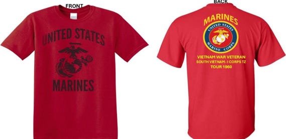 USMC*Tour 1960* Vietnam War Veteran* South Vietnam-I Corps TZ . 2-Sided T-Shirt. Marine Corps Officially Licensed.