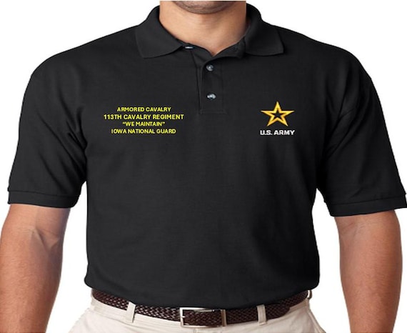113th Cavalry Regiment*We Maintain*Iowa National Guard*Armored Cavalry* *Embroidered polo shirt* Army Officially Licensed