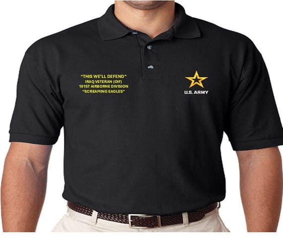 101st Airborne Division* Screaming Eagles *Iraq Veteran OIF  *Embroidered polo shirt* Army Officially Licensed