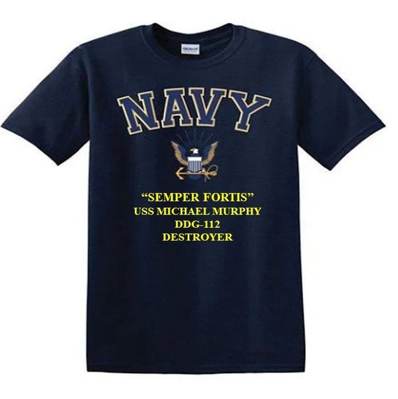 USS Michael Murphy DDG-112 Destroyer"Semper Fortis" Navy Logo Vinyl Shirt (Navy Officially Licensed)