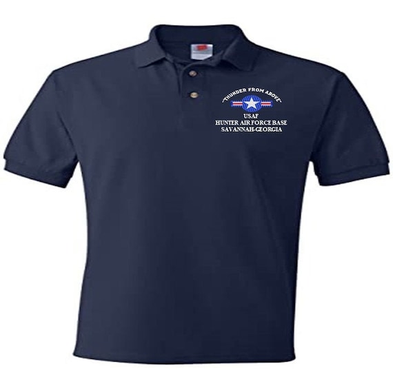 Hunter Air Force Base Savannah Georgia Air Force "Thunder From Above" Embroidered Lightweight Polo Shirt