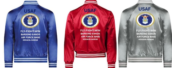 Air Force* Barking Sands Air Force Base* Hawaii *Fly-Fight-Win*Satin Jacket (Back Only) USAF Officially Licensed