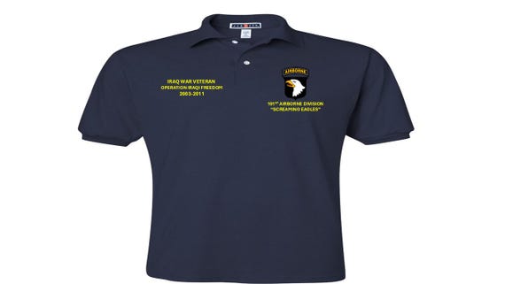 101st Airborne Division*Screaming Eagles*Iraq War Veteran*Operation Iraqi Freedom*2003-2011*Embroidered Left-Right Polo Shirt.