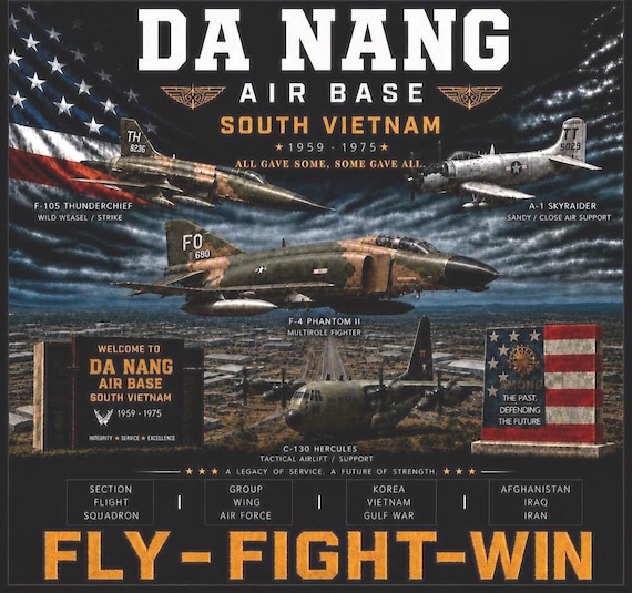 DA NANG Bay Air Base * South Vietnam*Vietnam Veteran* 2-Side Vinyl Shirt. USAF Officially Licensed.