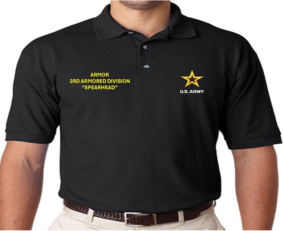 3rd Armored Division* Spearhead* Armor *Embroidered polo shirt* Army Officially Licensed
