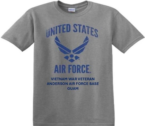Andersen Air Force Base* Guam* Vietnam War Veteran. Distressed/Subdued USAF Shirt. Officially Licensed USAF
