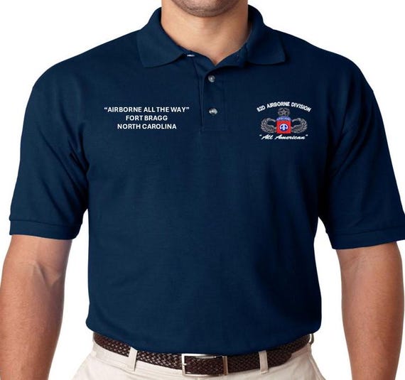 Airborne All the Way*Fort Bragg North Carolina* 82nd Airborne Division Polo Shirt.