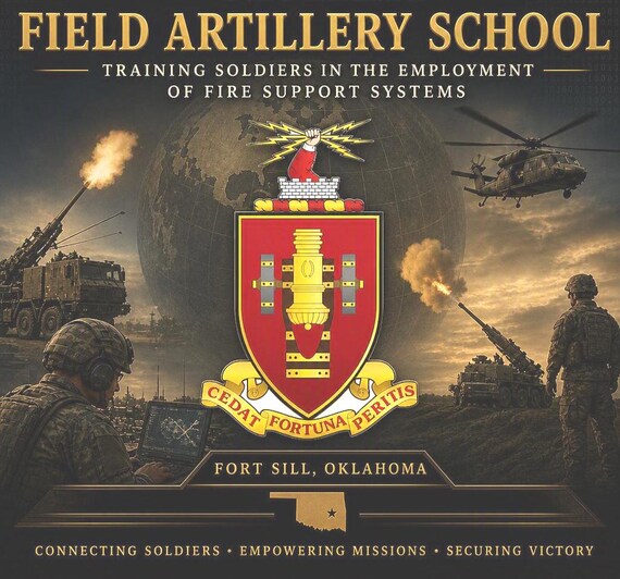 ARMY Field Artillery* Fort Sill-Oklahoma* Artillery School* 2-Sided Vinyl Shirt. ARMY Officially Licensed