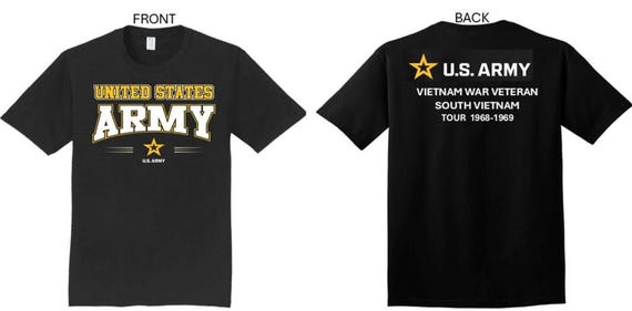 ARMY*Tour 1968-1969* Vietnam War Veteran* South Vietnam. 2-Sided T-Shirt. US ARMY Officially Licensed.