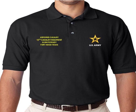 12th Cavalry Regiment* Always Ready*Armored Cavalry*Fort Hood-Texas *Embroidered polo shirt* Army Officially Licensed.