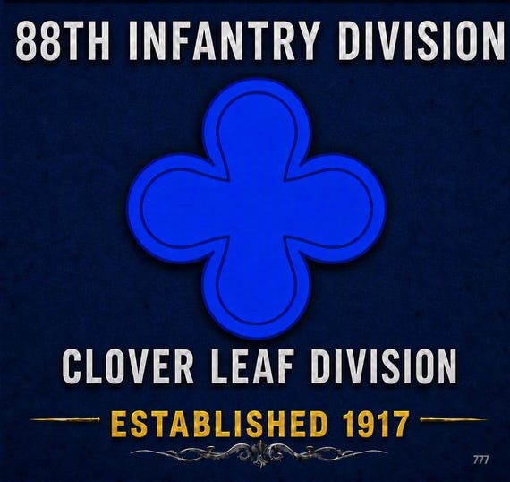 88TH Infantry Division* CLOVER LEAF* Established 1917 * 2-Sided Vinyl Shirt. ARMY Officially Licensed