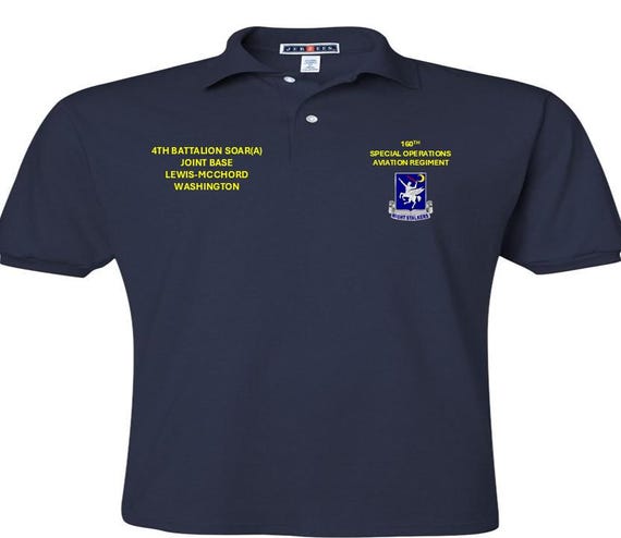 4TH Battalion SOAR A* JB Lewis-Mcchord-WA*160th Special Operations Aviation Regiment* Night Stalkers*Embroidered Left-Right Polo Shirt.
