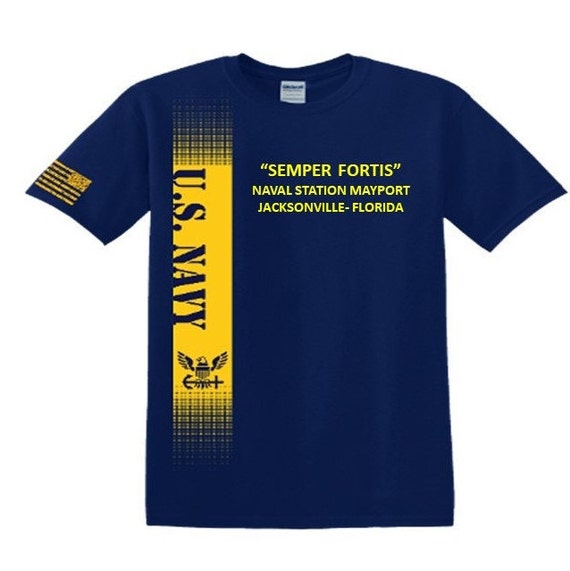 Naval Station Mayport* Jacksonville-Florida * Semper Fortis*Navy Verticle-Vinyl & Silk Screen.*Officially Navy Licensed Shirt