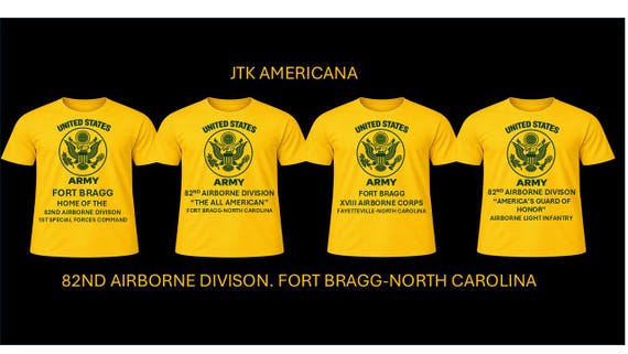 82ND Airborne Division * Fort Bragg, North Carolina*  4 Pack of Shirts. Army Officially Licensed