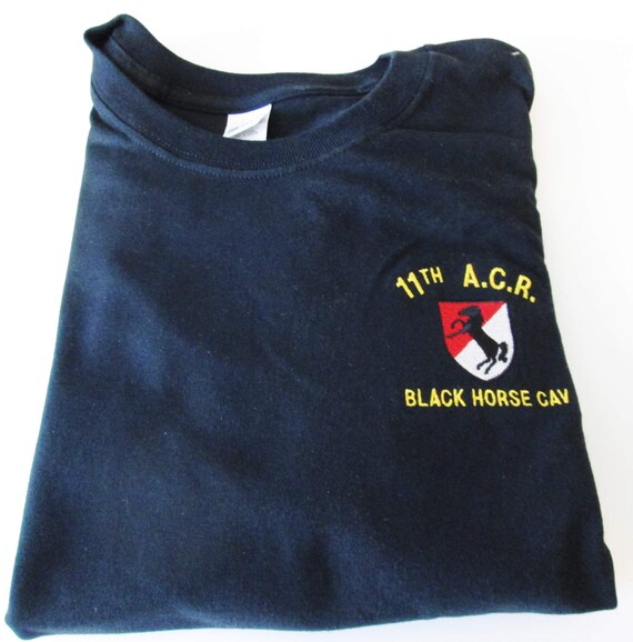 11th Armored Cavalry Regiment "ACR" Embroidered Left Chest Black Shirt
