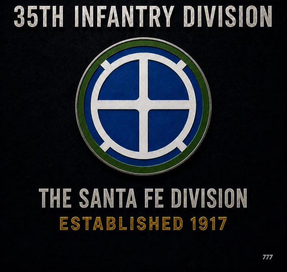 35TH Infantry Division* The Santa Fe Division * Established 1917* 2-Sided Vinyl Shirt. ARMY Officially Licensed