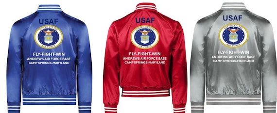 Air Force* Andrews Air Force Base* Camp Springs-Maryland*Fly-Fight-Win*Satin Jacket (Back Only) USAF Officially Licensed