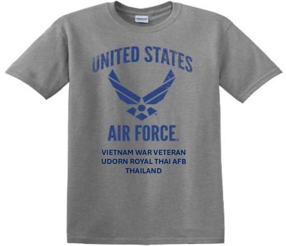 Udorn Royal Thai AFB * Thailand* Vietnam War Veteran. Distressed/Subdued U.S. Air Force Shirt. Officially Licensed USAF